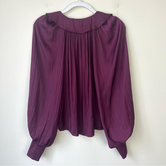 by Anthropologie Button-Front Peasant Blouse in Deep Raspberry Rose - Picture 5 of 7